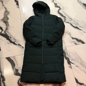 COS Hooded Longline Puffer Coat in Deep Green